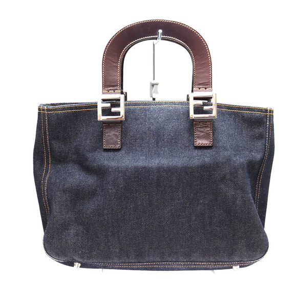 Fendi Handbags - Fendi bag tote navy leather brown denim